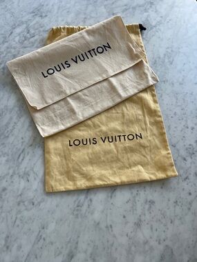 Louis Vuitton Cotton Dust Bag Duo in Cream and Pale Yellow